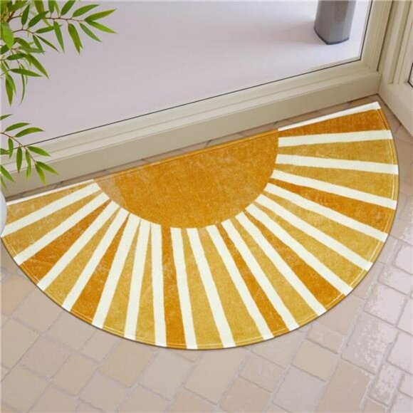 Boho Bathroom Rug Non Slip Washable Half Circle Mat Rainbow Door Mat Soft - Picture 1 of 8